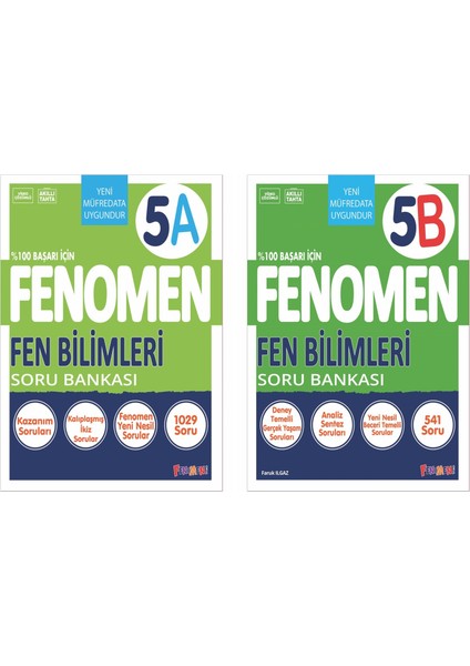 Fenomen Okul 2025 5. Sınıf Fen Bilimleri A + B Serisi Soru Seti 2 Kitap Güncel Müfredat