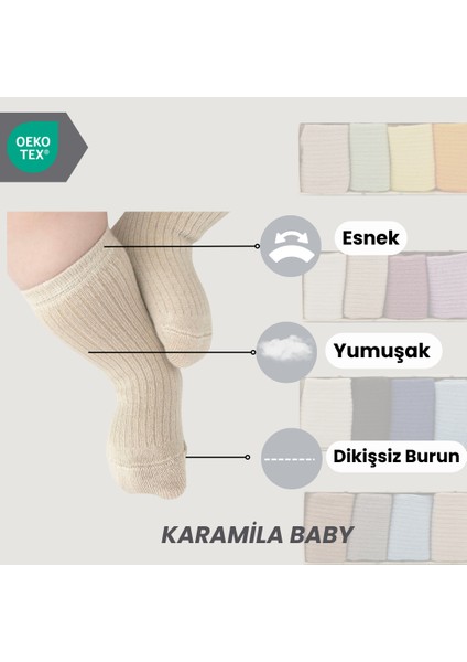 Doğal Bambu 5 Çift Bebek Çorap Dikişsiz - 6 ay sonrası kaydırmaz tabanlı modelleri