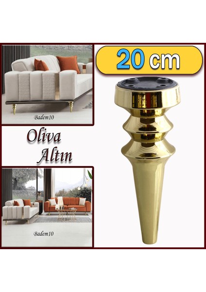 Oliva Mobilya Kanepe Koltuk Tv Ünitesi Baza Ayağı Zigon Orta Sehpası Ayak Ayakları 20 cm Altın
