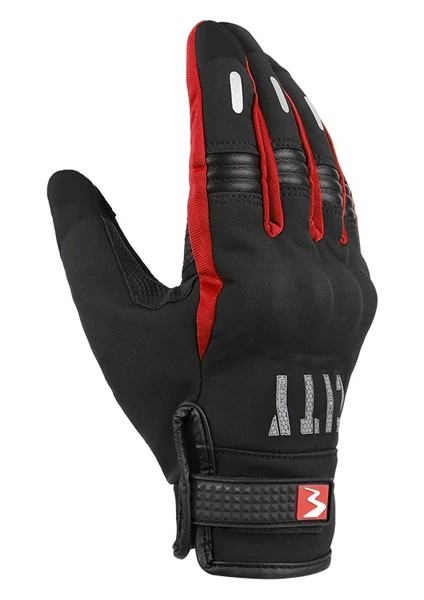 Madbike 2025 Kırmızı Softshell Su İtici Mevsimlik Motosiklet Eldiveni Reflektörlü Gizli Korumalı Yeni Model