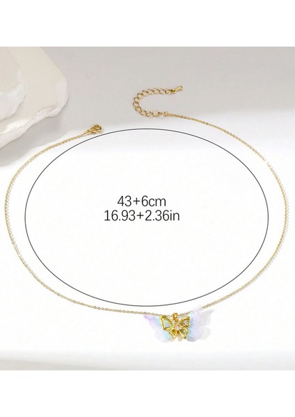 Altın Kaplama Tüllü Kelebek Butterfly Çelik Kolye 316L Steell