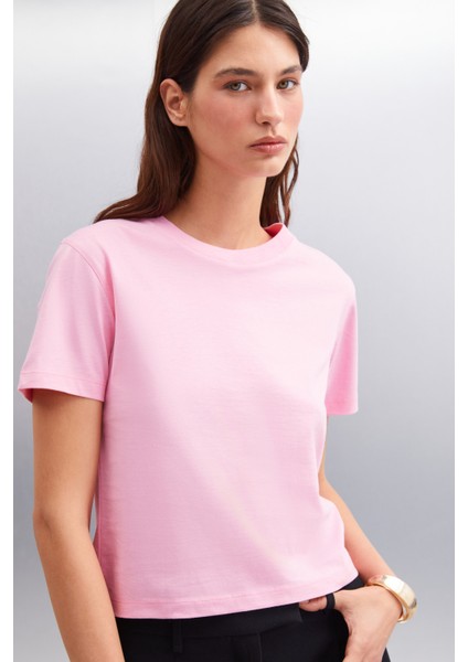 Melany Kadın %100 Pamuk Pembe T-Shirt