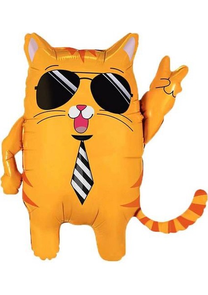 Gözlüklü Kedi Folyo Balon 62X60 cm