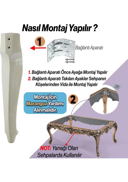 Rosa Plastik Sehpa Ayağı 40 cm Krem Altın Renk Orta Ayak Zigon Sehpa Mobilya Masa Ayakları Gold indirimleri