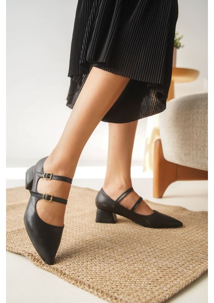 Kadın Jovis Kısa Topuklu Ayakkbı - Siyah-Deri fırsatları