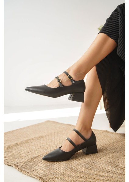 Kadın Jovis Kısa Topuklu Ayakkbı - Siyah-Deri indirimleri