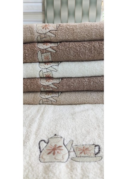6'lı Set Çeyizlik 30X50 Cm. Mutfak Havlu Seti Çaydanlık Fincan Nakışlı fiyatları