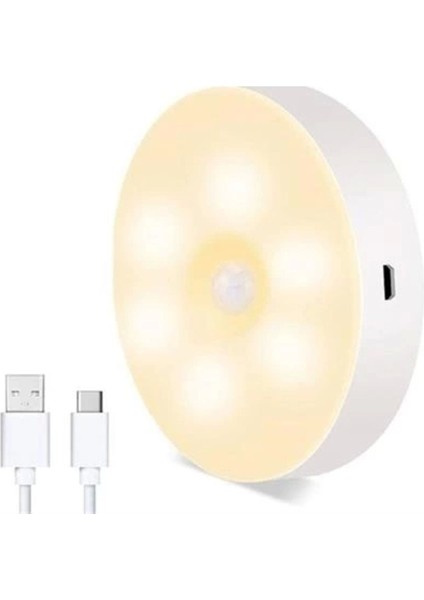 Metal Hareket Sensörlü USB Şarjlı Spot Lamba Mıknatıslı ve Yapışkanlı Gün Işığı Renk LED 2 Çok Renk