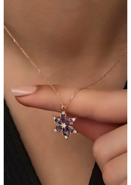 Lotus Çiçeği Mor Taşlı Kadın Kolye BBB22K fiyatları