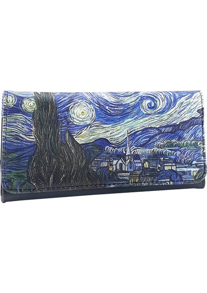 Tasarım Van Gogh Starry Night Baskılı Pratik Gizli Mıknatıslı Tütün Kabı