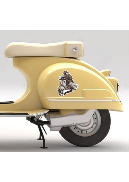 Vespalı Motorcu Kurukafa Araba Oto Motosiklet Sticker 00467 fiyatları