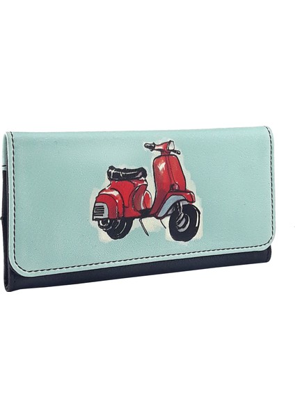 Perabags unisex Vespa Baskılı Siyah Pratik Gizli Mıknatıs Kapamalı Tütün Kesesi