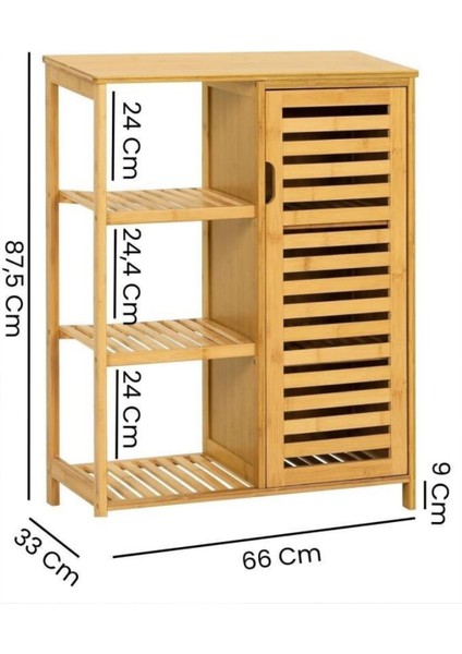 Bambu Masif 3 Raflı Tek Kapaklı Çok Amaçlı Düzenleyici organizer dolap DB-0005