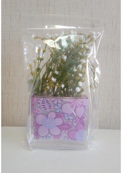 Vazo Dahil,Vazoda Çiçek,Beyaz Yapay Çiçek,Vazo Dekoratif Pembe Çiçekli 10x15x3cm indirimleri