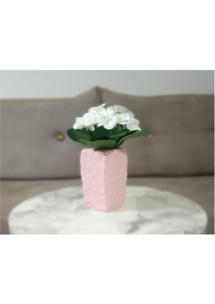 Vazo Dahil,Vazoda Çiçek,Beyaz Yapay Çiçek,Vazo Dekoratif Çiçekli Pembe 7x7x17cm