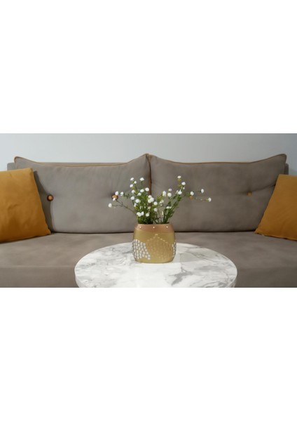 VazoDahil,Vazoda Çiçek,Beyaz Yapay Çiçek,Vazo Dekoratif Altın Mozaik Poliresin 10x15x5cm fiyatları