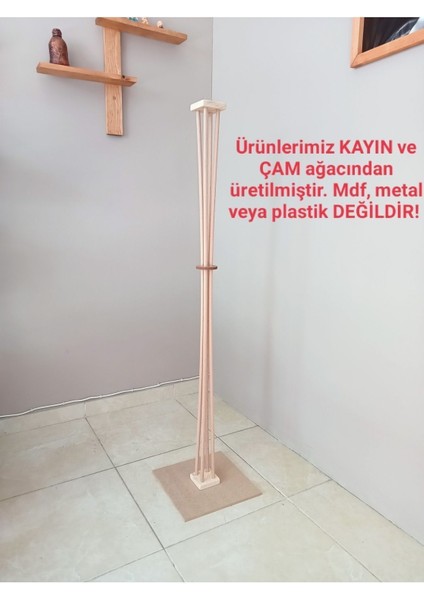 Tek Ayaklı Ahşap Lambader 1 Ahşap Bej E27 101-150