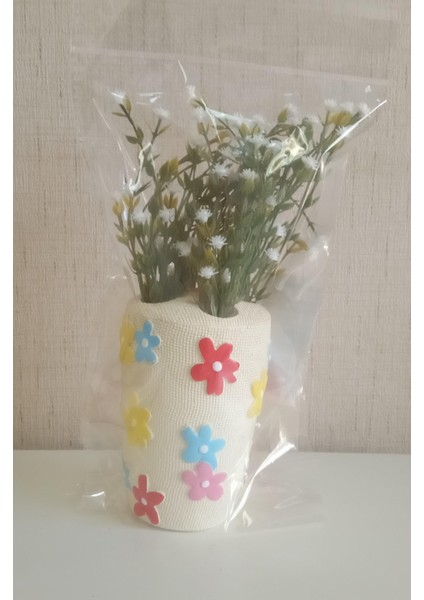 Vazo Dahil,Vazoda Çiçek,Beyaz Yapay Çiçek,Vazo Dekoratif Renkli Papatyalı Poliresin 5x5x16cm indirimleri