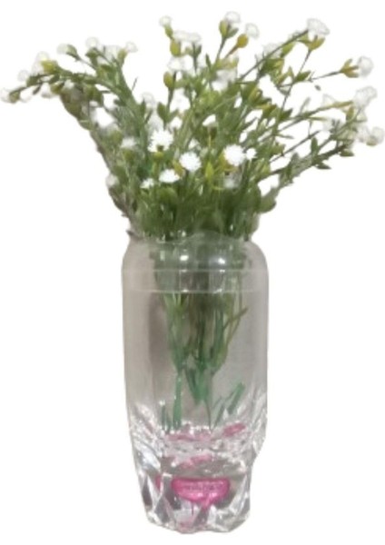 Vazo Dahil,Vazoda Çiçek,Beyaz Yapay Çiçek,Vazo Dekoratif Kristal Damlalı 6x6x19cm fırsatları