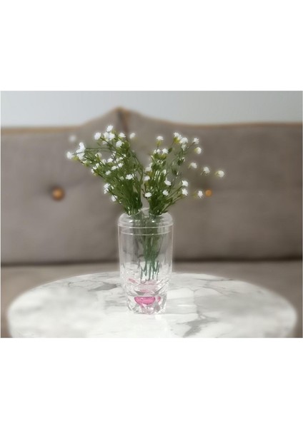 Vazo Dahil,Vazoda Çiçek,Beyaz Yapay Çiçek,Vazo Dekoratif Kristal Damlalı 6x6x19cm
