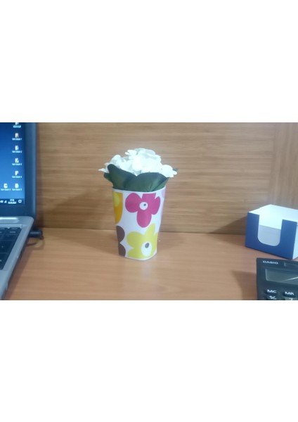 Vazo Dahil,Vazoda Çiçek,Beyaz Yapay Çiçek,Vazo Dekoratif Kırmızı Papatya 7x7x16cm modelleri