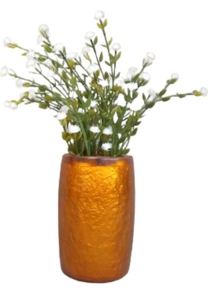 Vazo Dahil,Vazoda Çiçek,Beyaz Yapay Çiçek,Vazo Dekoratif Altın Renkli Poliresin 5x5x12cm fırsatları