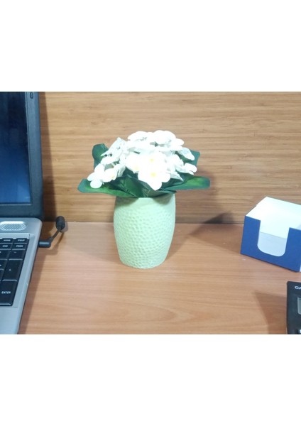 Vazo Dahil,Vazoda Çiçek,Beyaz Yapay Çiçek,Vazo Yeşil Petek Desenli Poliresin 8x8x15cm modelleri