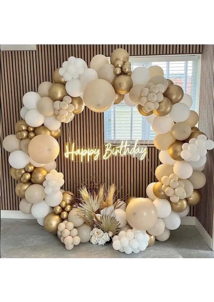 Gold Krom Beyaz ve Deniz Kumu Balon Set (10 Krom Gold 25 Beyaz 25 Deniz Kumu 10 Ar 5 Inç 3 Renk Balon)