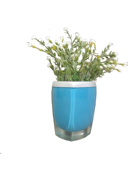 Vazo Dahil,Vazoda Çiçek,Beyaz Yapay Çiçek,Vazo Dekoratif Gri Mavi Poliresin 8x4x16cm fırsatları