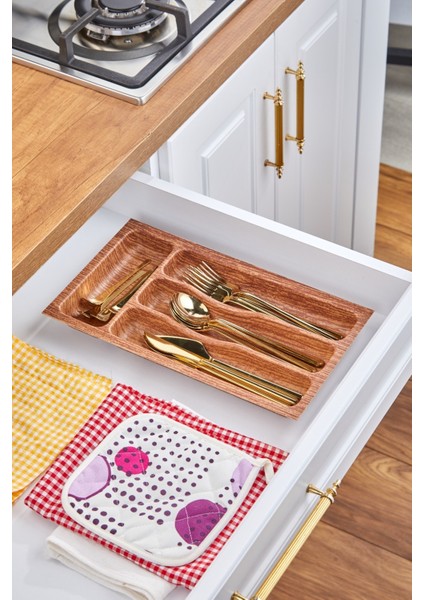 Lüks 4 Bölmeli Çekmece Içi Kaşıklık 37X21 cm