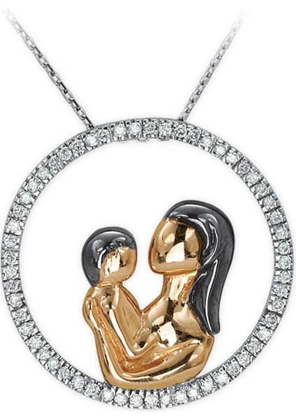 Pırlantalı Anne Çocuk Kolye