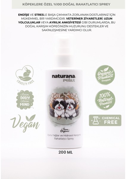%100 Doğal Organik Köpekler Için Sakinleştirici Rahatlatıcı Stres Azaltıcı Sprey 200 ml