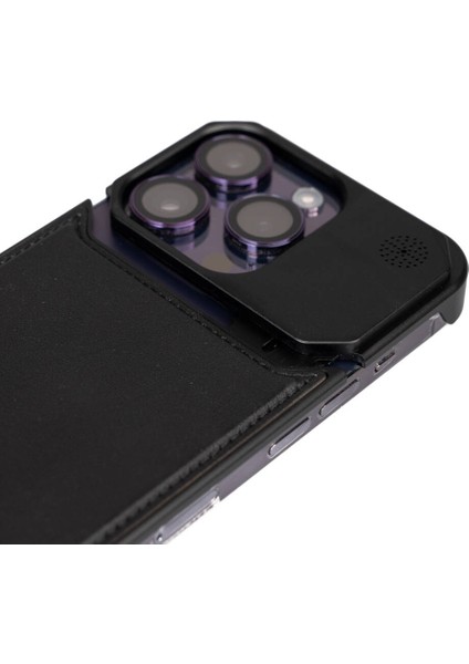 Apple iPhone 15 Pro Max Kılıf Magsafe Şarj Özellikli Mekanizmalı Koku Hazneli Zore Mostar Kapak-Siya modelleri