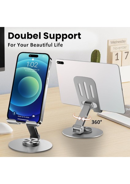 Telefon Standı Tablet Standı Taşınabilir Katlanabilir 360 Dönebilen Karbon Çelik Tasarımlı Zore Ms-15
