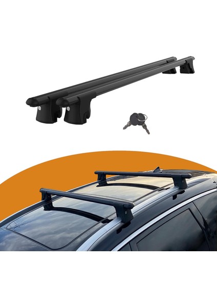 Fiat 500X (2014-2023) Entegre Tavan Çıtalı Modeller için Araç Üstü Portbagaj Taşıyıcı / Kilitlenebilir Tavan Barları 2li Set Siyah fırsatları