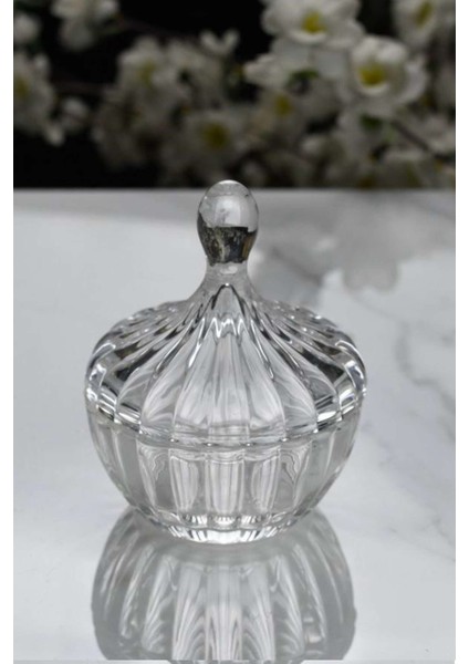 Çizgi Kapaklı Yuvarlak Cam Şekerlik