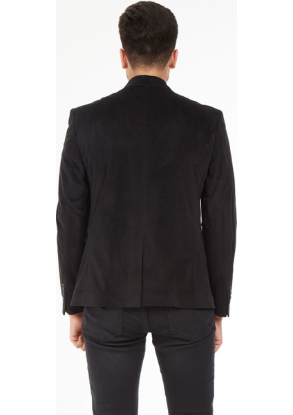 G-192 Dar Kalıp Örme Kumaş Siyah Erkek Blazer Ceket fırsatları