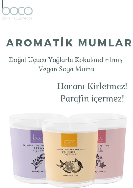 Vegan Aromaterapi Doğal Soya Mumu Aşk, Gül, Itır Çiçeği, Ylang Ylang Uçucu Yağları Kokusu