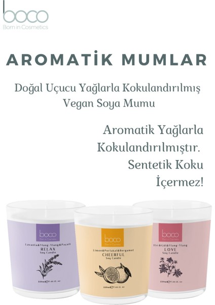 Vegan Aromaterapi Doğal Soya Mumu Aşk, Gül, Itır Çiçeği, Ylang Ylang Uçucu Yağları Kokusu