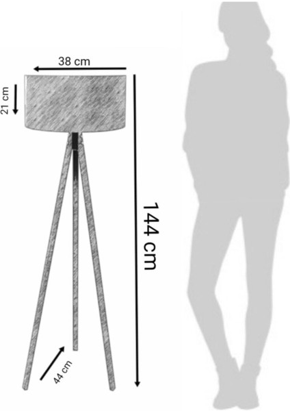 E27 Çöl Beji Büyük Boy Silindir Abaju Kurulu Başlık 101-150 Ahşap 1 Bej Tripod Lambaderler