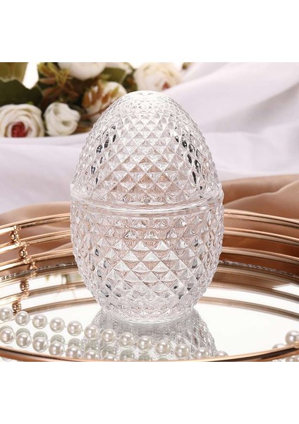 Diamond Yumurta Form Cam Şekerlik - Dekoratif Obje