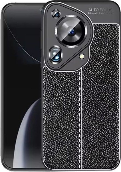 Huawei Pura 70 Ultra Kılıf Niss Silikon Kamera Korumalı Deri Görünümlü Siyah