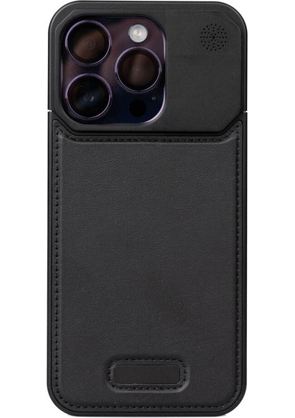 Apple iPhone 14 Pro Max Kılıf Magsafeli Mekanizmalı Koku Hazneli Mostar Kapak Siyah