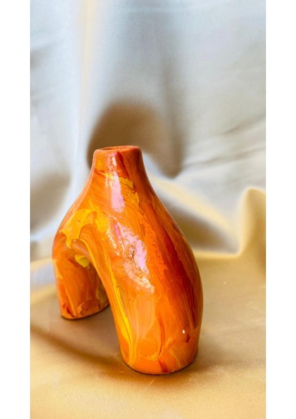 Küçük Boy Turuncu Karışık Renkli Dekoratif Biblo Vazo fiyatları