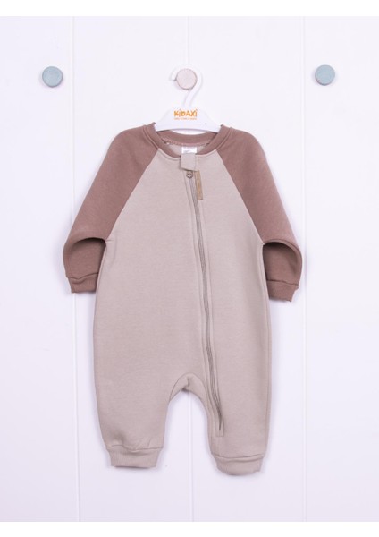 Reglan Kol Fermuarlı 3 Iplik Bebek Tulumu