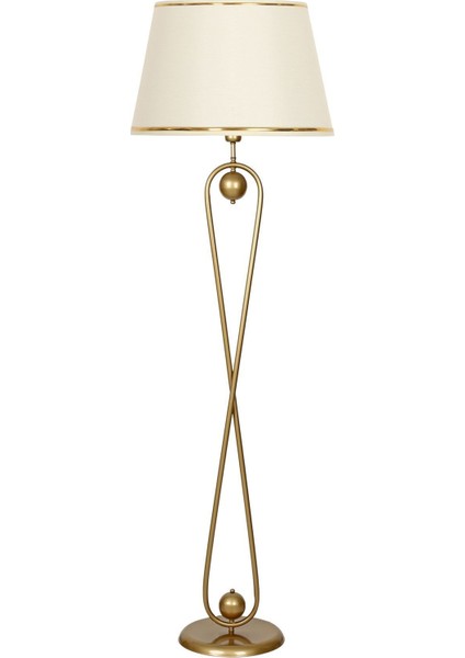 1 Forever Statik Eskitme Mat Gold Metal Lambader 151-200 Metal E27 Tek Ayaklı Altın