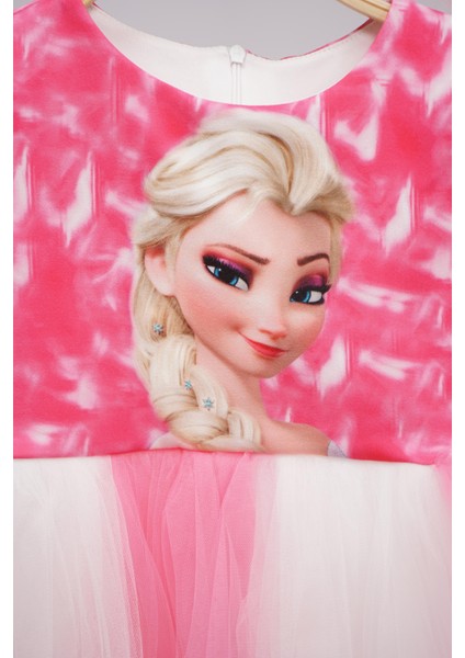 Kız Çocuğu Elsa Barbie Desenli Elbise Abiye fiyatları