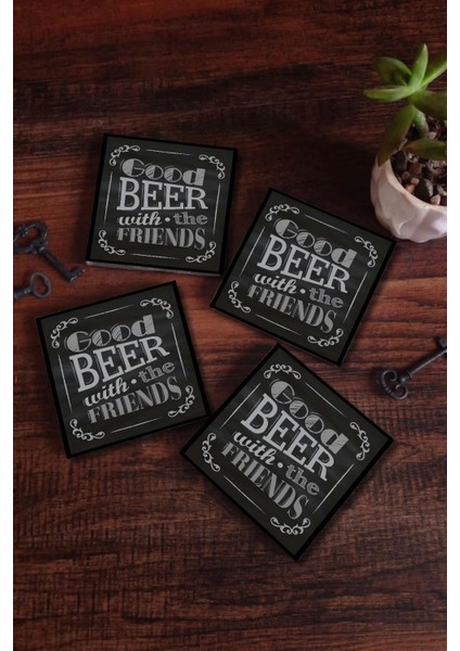 Kare Ahşap Bardak Altlığı 6'lı Good Beer Retro Tarz 10X10 (6 Adet Ekonomik Paket) fiyatları