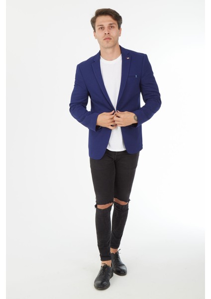 G-223 Dar Kalıp Yarım Astarlı Açık Laci Erkek Blazer Ceket
