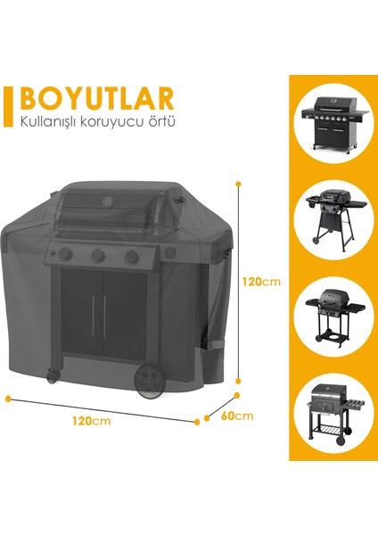 Bbq Mangal Örtüsü, Gazlı, Kömürlü Mangal Koruma Kılıfı, Mangal Koruma Kılıfı - 120-60-120 cm